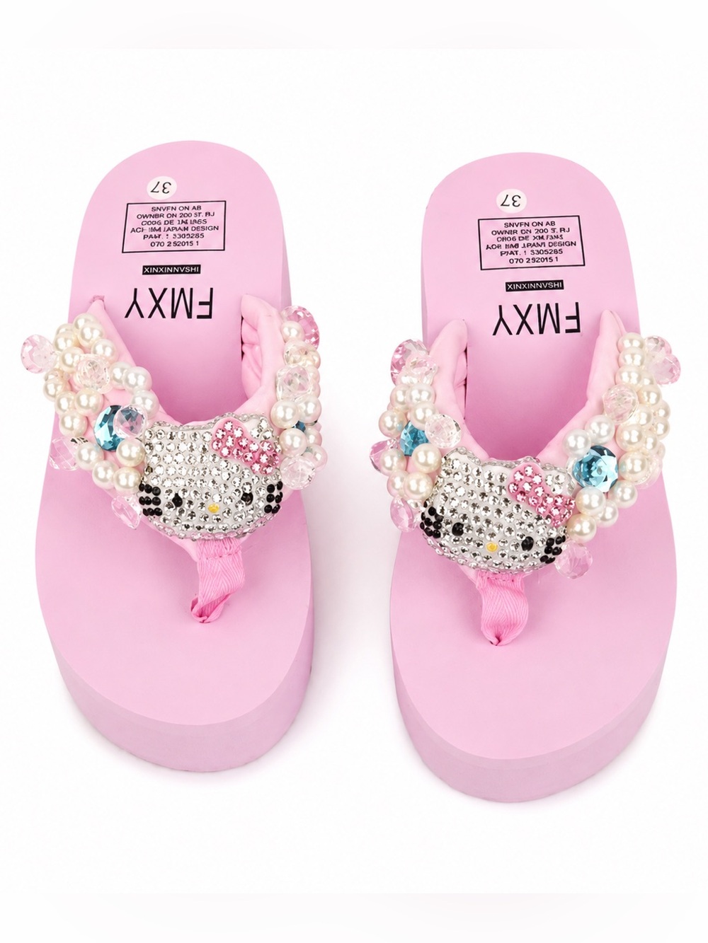 BRAND NEW✨ Y2K Hello Kitty Rhinestoned Pink Platform Flip Flop/ Sandals🎀